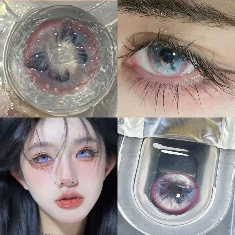 1Pair Colored Contact Lenses Cosplay Red Blue Purple Green Brown Grey Anime Lenses Halloween Beauty Cosmetic for Eye
