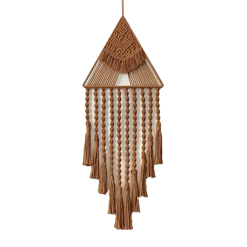 Minimalist Modern Style Hand Knitting Pendant Tassel Cotton Pendant Creativity Home Decoration Bedroom Door Decorative Brown
