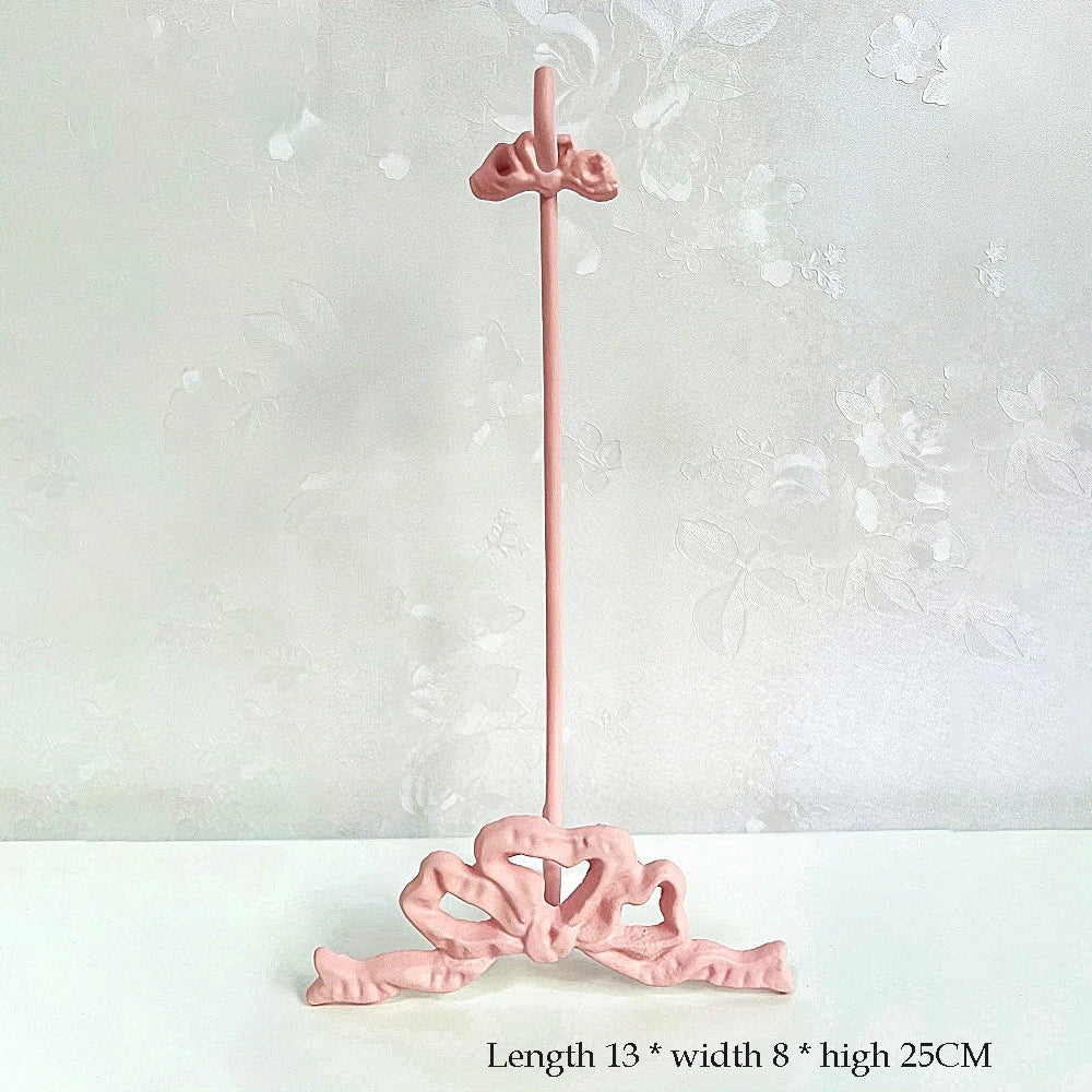 Metal Coffee Cup Rack Pink Bowknot Iron Household Cup and Saucer Storage Shelf Diningtable Watercup Storager Home Decoration