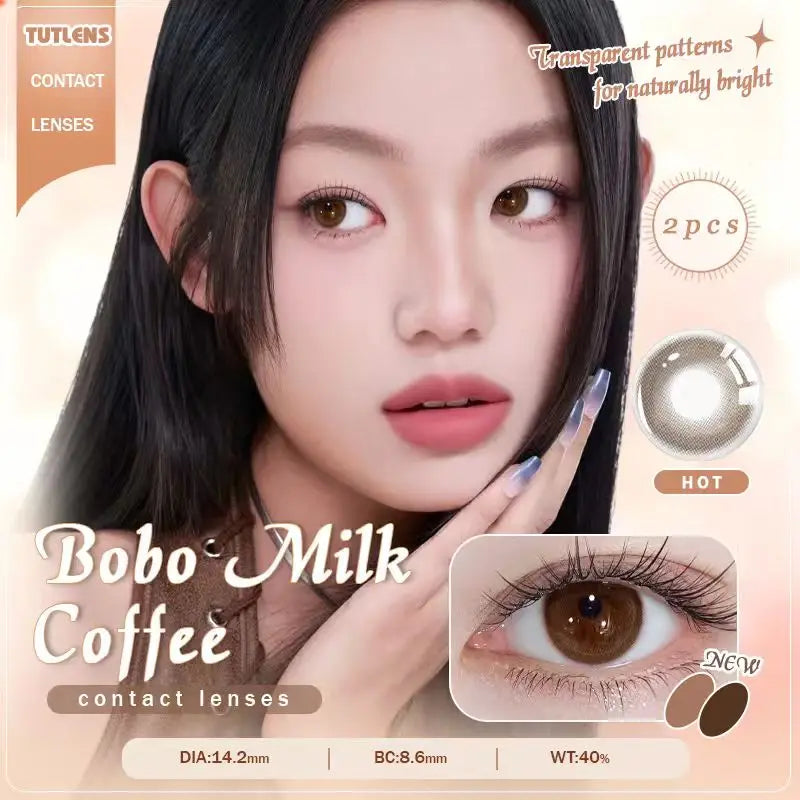 2PCS  Mixed Color Cosmetic Contacts, Half Year Wear, Zero Power Soft Lens