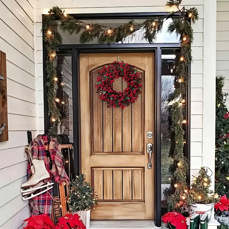 Luxurious Artificial Christmas Wreath  All-Weather Indoor/Outdoor Door,Tabletop Decoration-Plastic Holiday Wreath for Xmas Tree