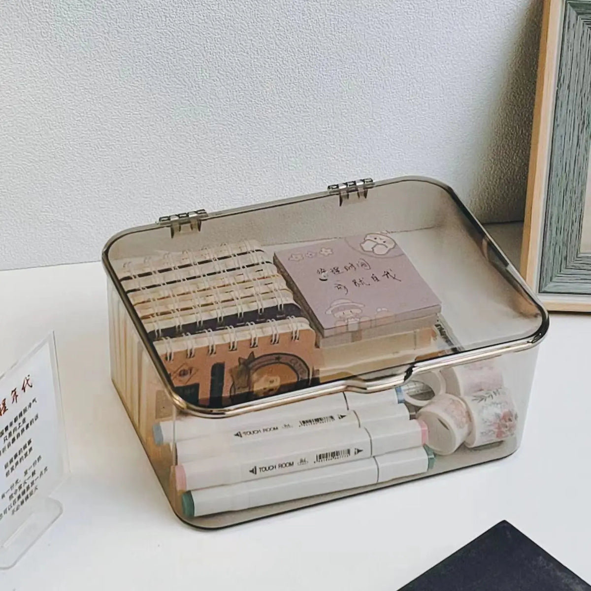 Transparent Desk organizer Desktop Storage Box Cosmetics Organizer Document Organizer Snack Storage Office Stationery Appliances
