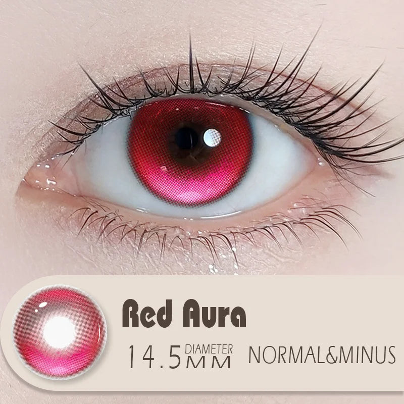 New 1Pair Blue Colored Contact Lenses for Halloween Cosplay Yearly Wear with Degree Comic Makeup Eyewear Cosplay