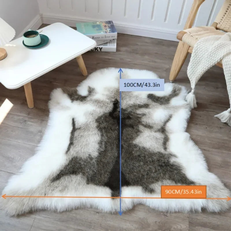 90x110cm Artificial Animal Fur Carpet Reindeer Blanket Luxury Fur Bedroom Bedside Carpet Living Room Sofa Chair Cushion Decor