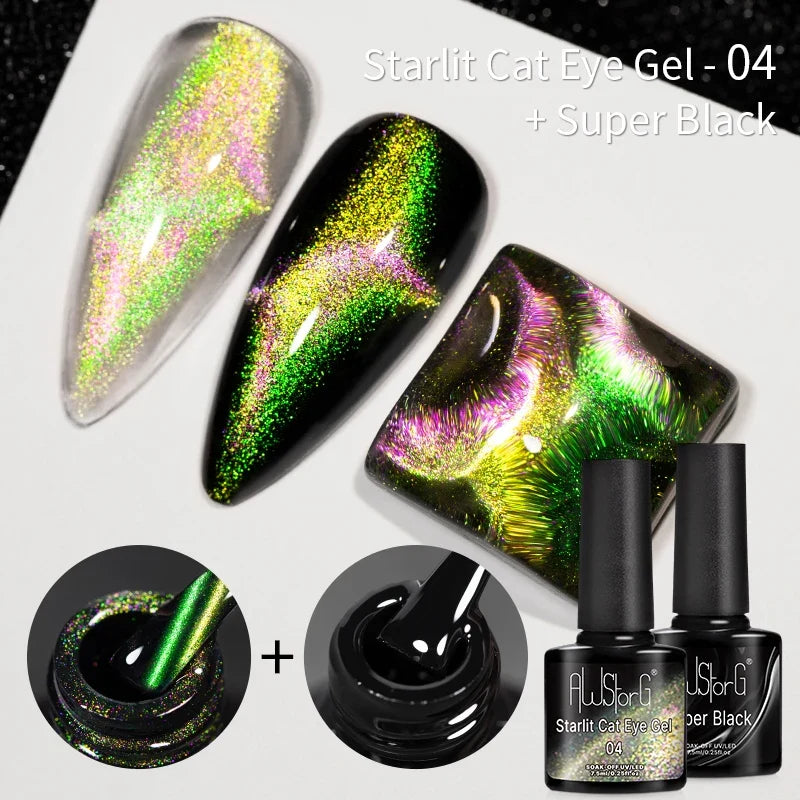 7.5ml Golden Gradient Cat Eye Nail Polish Gel Phototherapeutic Gel Soak Off Nail Magnetic Gel Polish Nail Art DlY