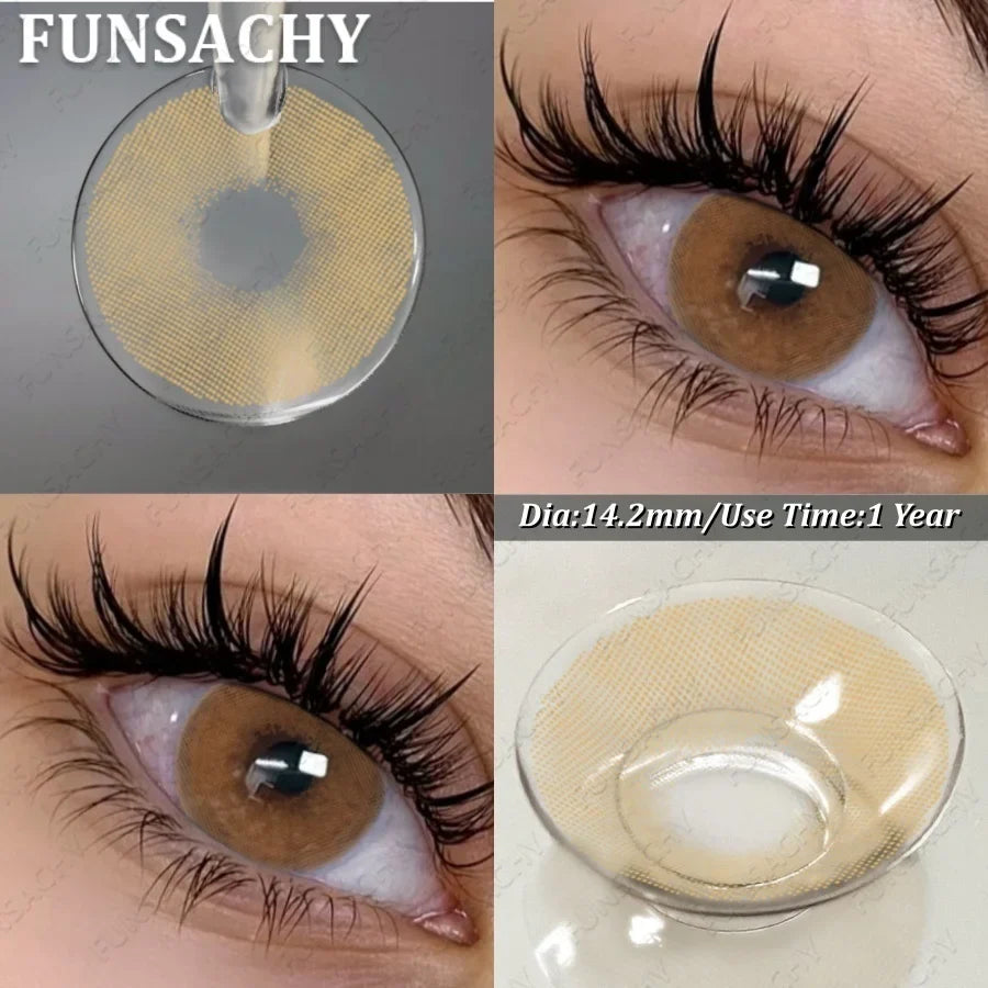 1 Pair Colored Contact Lenses with Case Lenses Beauty Pupils Green Contacts Circle Lens Natural Korean Softlens Yearly