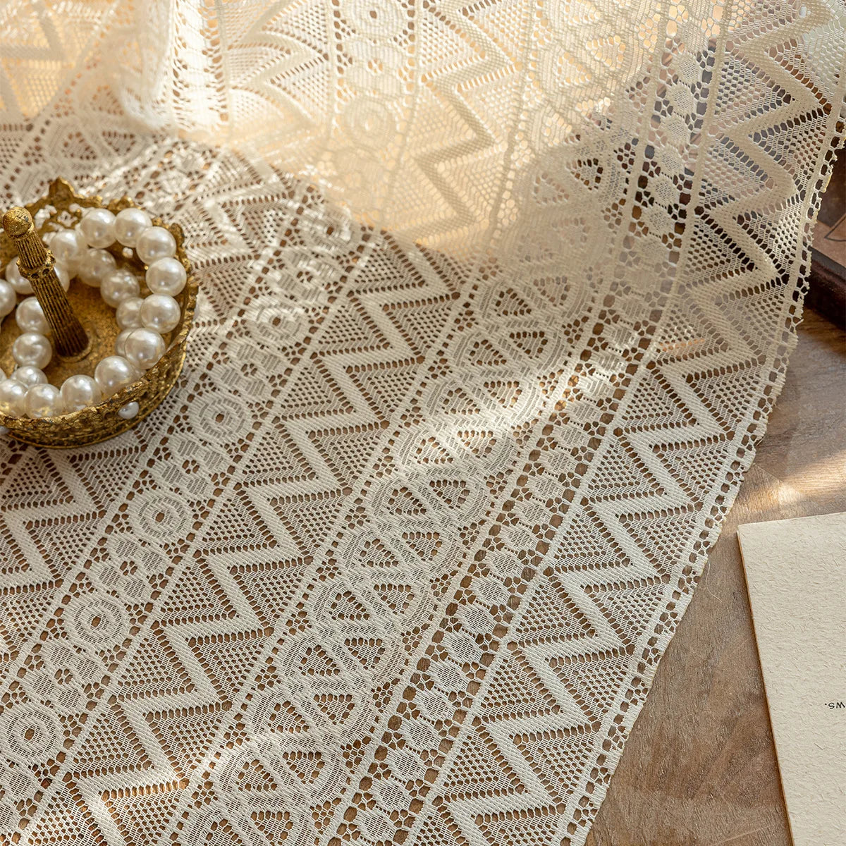 Curtain Beige Lace Sheer Window Curtains Retro French Style Living Room Bedroom Decoration Wave Pattern Romantic Treatment