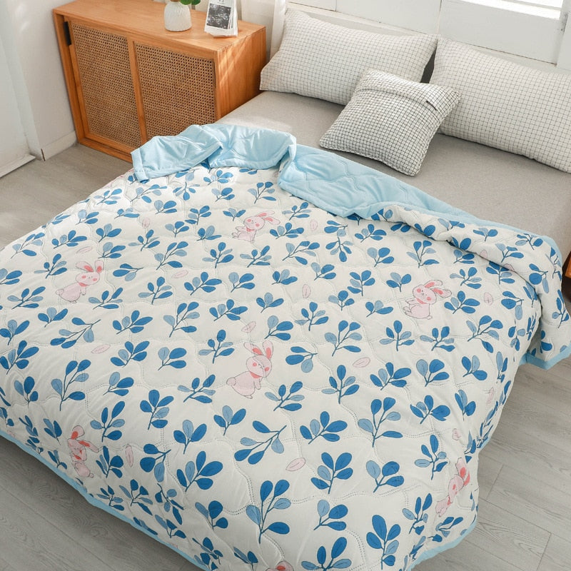 Daisy Print Spring Summer Quilt Queen Mechanical Wash Comfortable Comforter Single Double Blanket Quilts for Children Adults