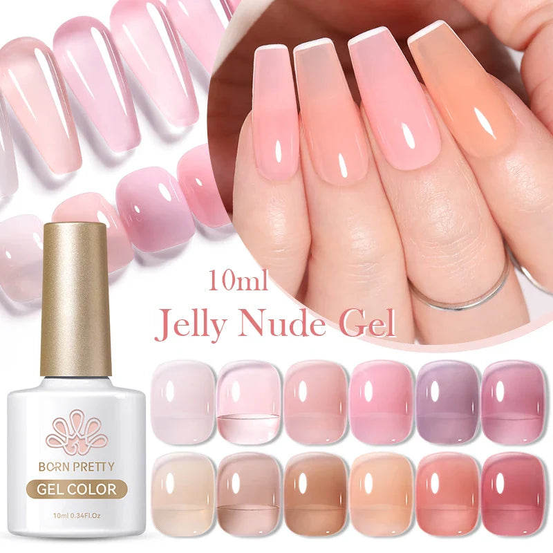 Transparen Gel Nail Polish Pink Jelly Nude Semi Transparent French Nail Camouflage UV Gel Varnish Soak Off Nail Art