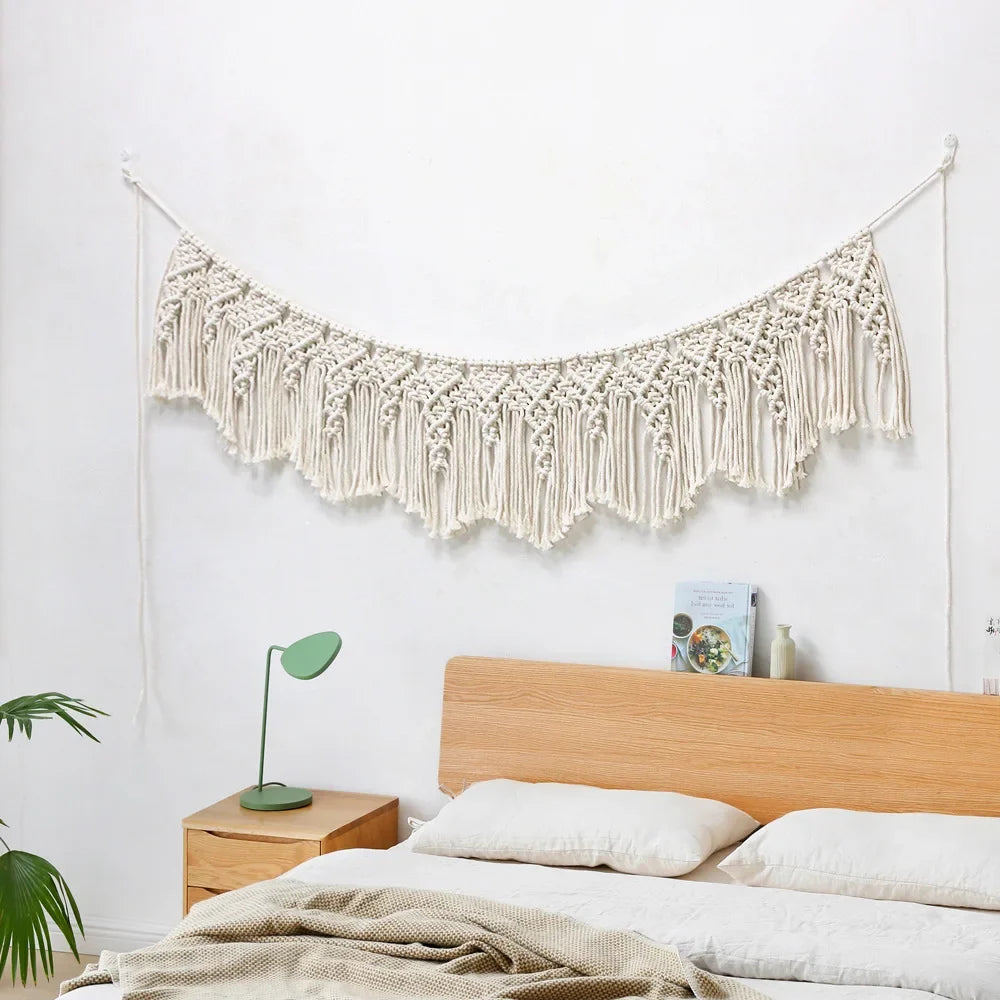 Handwoven Tassel Decorative Tapestry Small Curtain Home Wall Decor Sofa Living Room Background Wall Mural Nordic Style Rectan...