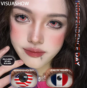 Independence Day Colored Contact Lenses 2Pcs 6 Months Use National Day & Sports  Fan Party Cosplay Eye Makeup Contacts