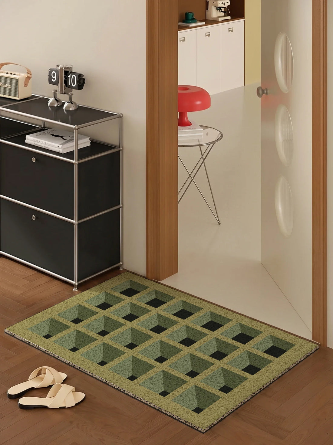 American Vintage Plaid Wire Loop Bathroom Entrance Door Mat Home Welcome Floor Doormat Bedroom Rugs Hallway Foot
