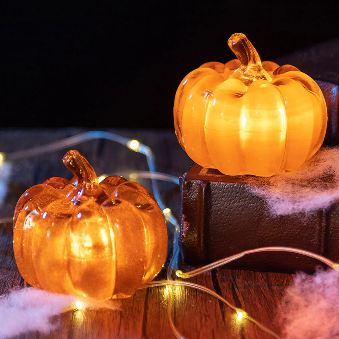 5Pairs LED Pumpkin Lamps Battery Powered Luminous Decor Light for Indoor Outdoor Tabletop Holiday Decoration Pumpkin Decor Light