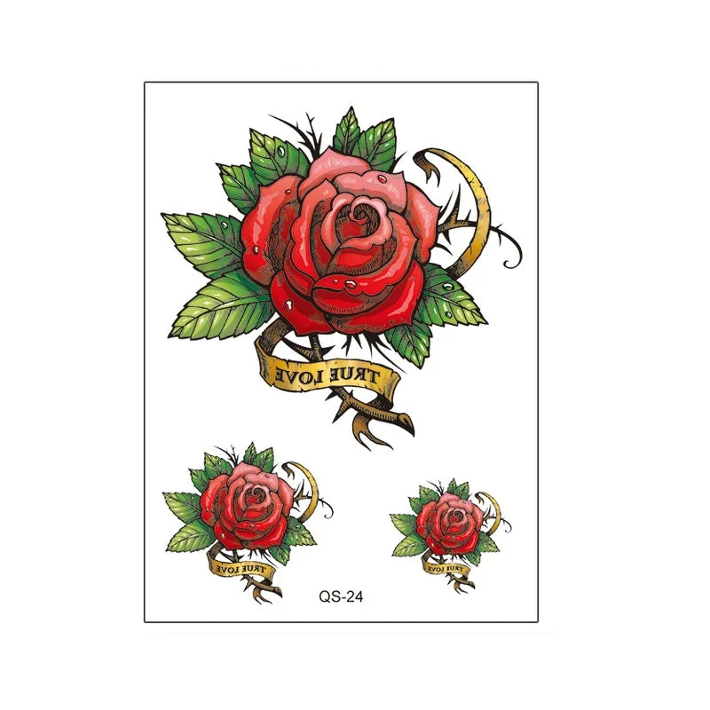 1pcs Hand Flower Rose Fake Tattoo Stickers Waterproof Temporary Tatto Body Art for Girl Women Men