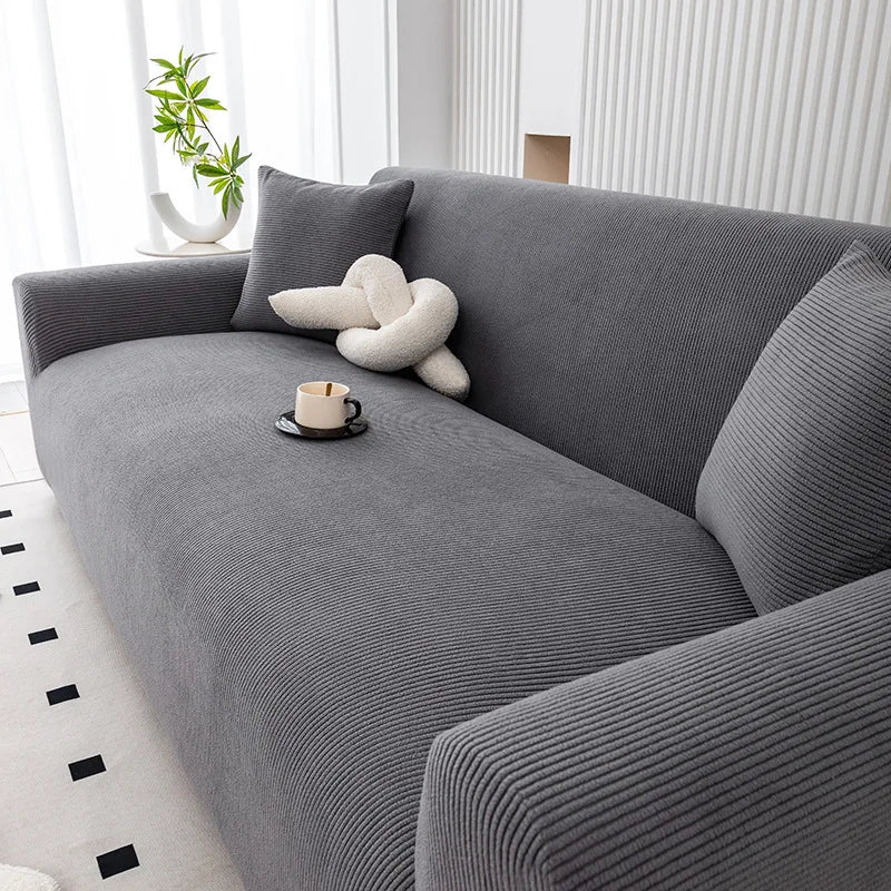 1/2/3/4 Seater Thick Corduroy Full Wrap Sofa Cover, Non-Slip Anti-Scratch Pet-Friendly Washable Slipcover with Armrests