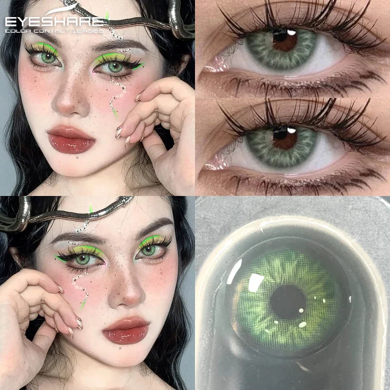 2Pcs Colored Contact Lenses for Eyes Natural Blue Eyes Lenses Gray Pupils High Quality Green Contacts Yearly Disposable