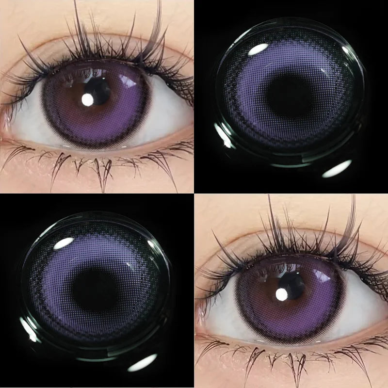 1 Pair Colored Contact Lenses with Myopia for Eyes Lenses Purple Pupils Beautiful Prescription Cosmetic Free Shipping