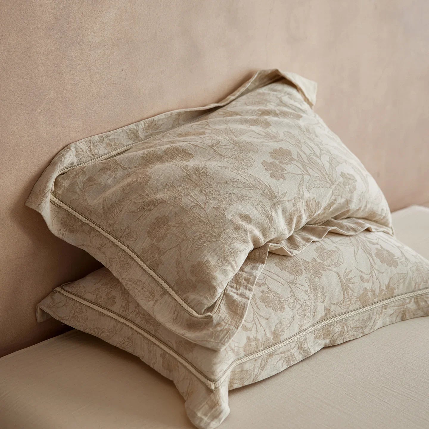 2 Pcs Class A  Linen Cotton Pillow Cases Wabi-sabi Aesthetic Beige Pillowcase for Bed Skin-friendly Bed Sleep Pillow Cover 48x74