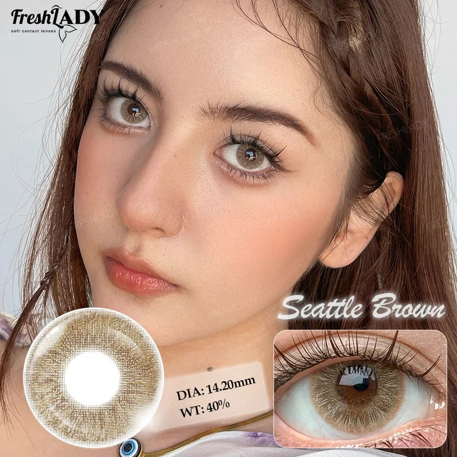 1 Pair Colored Contact Lenses Natural Brown Pupils Eyes Contact lenses Gray Soft Contacts 14.20mm