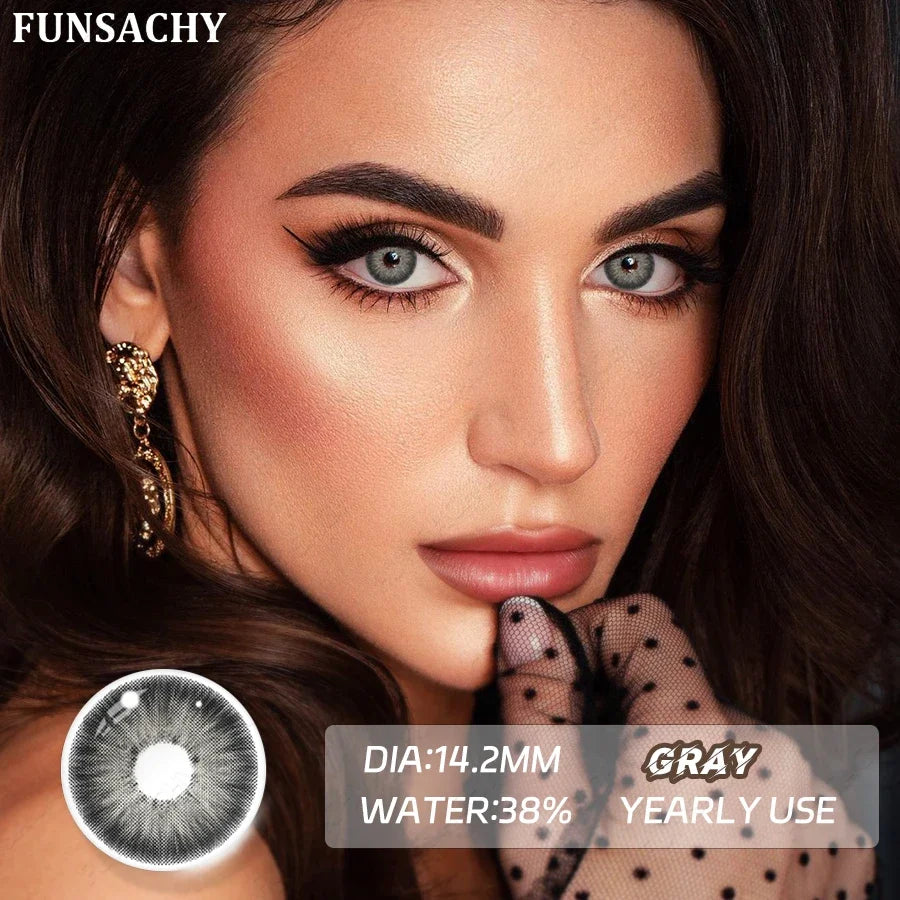 1 Pair New Color Contact Lenses Beautiful Pupil Fashion Soft Brown Black Small Diameter for Eye Grey Lenses for Student