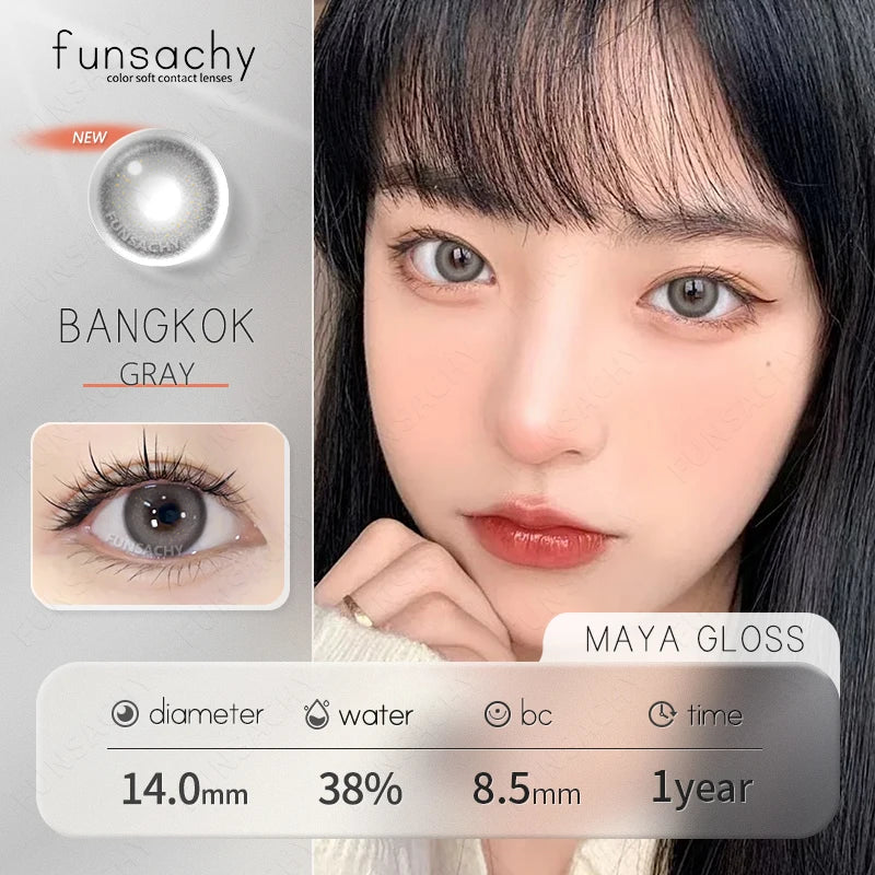 1Pair Natural Brown Contact Lenses for Eyes Colored Lenses Gray Pupils Big Eye Lenses Fashion Beauty Contacts Yearly