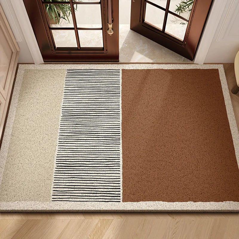 Modern Geometric Wire Loop Door Mat Water Absorbent Dirt Trapper Non-slip Rug for Home Entrance & Hallway