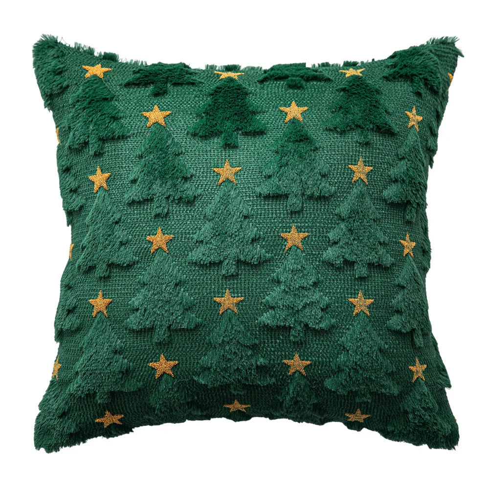 Christmas Pillow Covers 18 x 18 inch Set of 2 Dark Green Christmas Tree Pillow Covers Decorations Home Bedroom Sofa Decors
