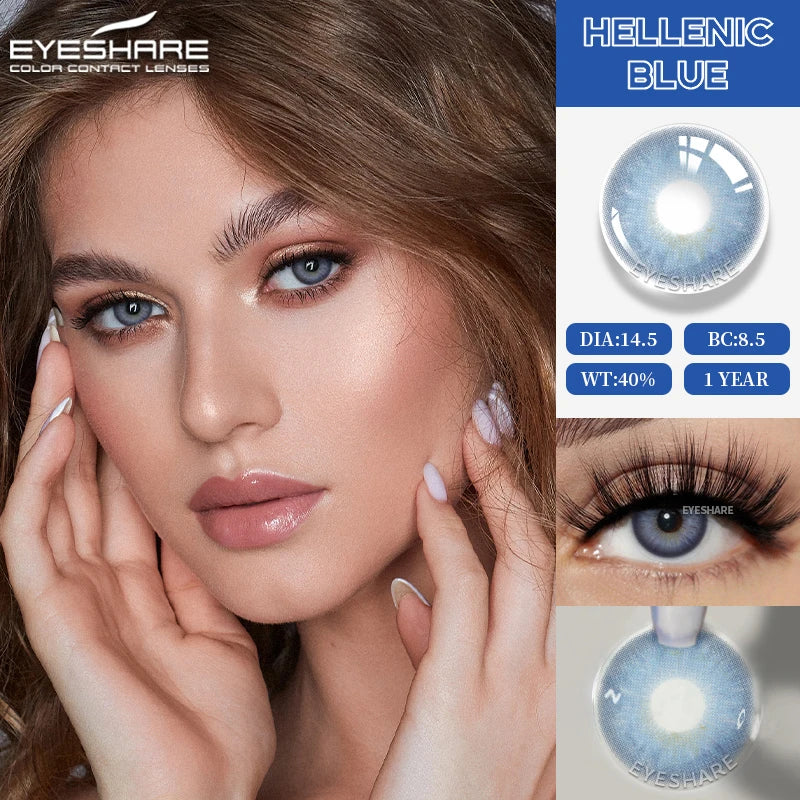 1 Pair Blue Colored Pupils for Eyes Natural Brown Big Eyes Contacts Cosmetics Green Eye Color Lens Gray Lenses for Woman
