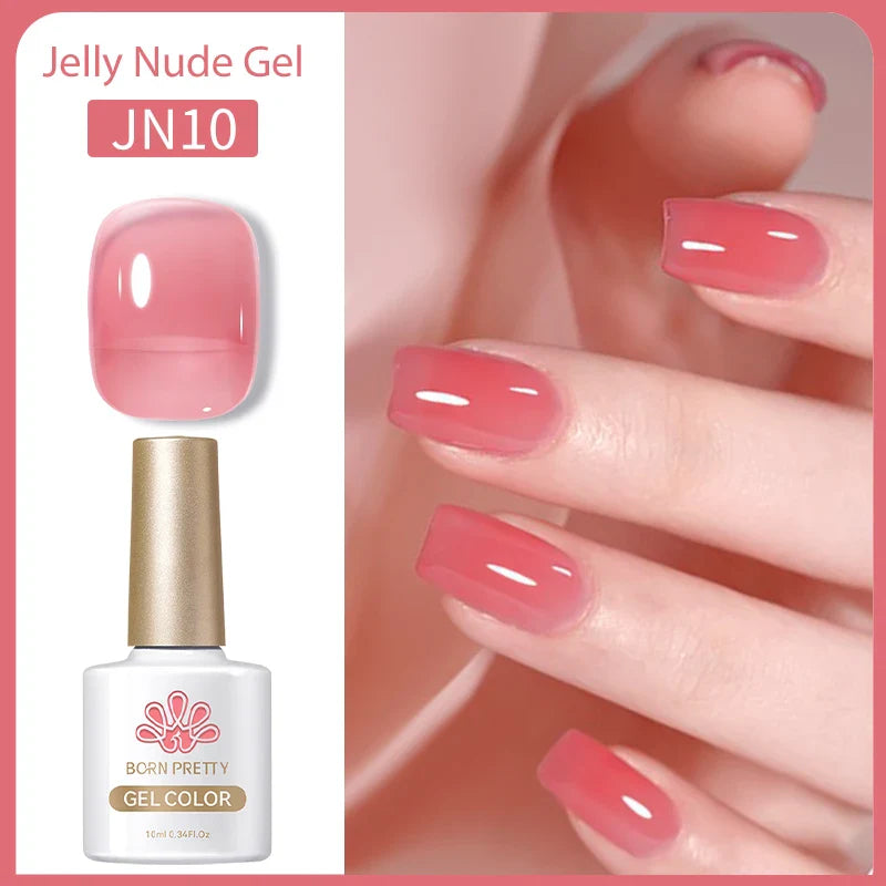 Transparen Gel Nail Polish Pink Jelly Nude Semi Transparent French Nail Camouflage UV Gel Varnish Soak Off Nail Art