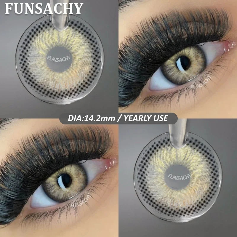 1 Pair New Colored Contact Lenses for Eyes Brown Graduated Fashion Gray Eyes Lenses Yearly Beauty Makeup Lens Women