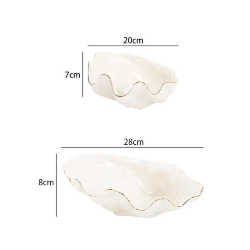 Ceramic Plate Seashell Fruit Bowl Mussel Candy Box Desktop Storage Container Jewelry Tray Home Decoration