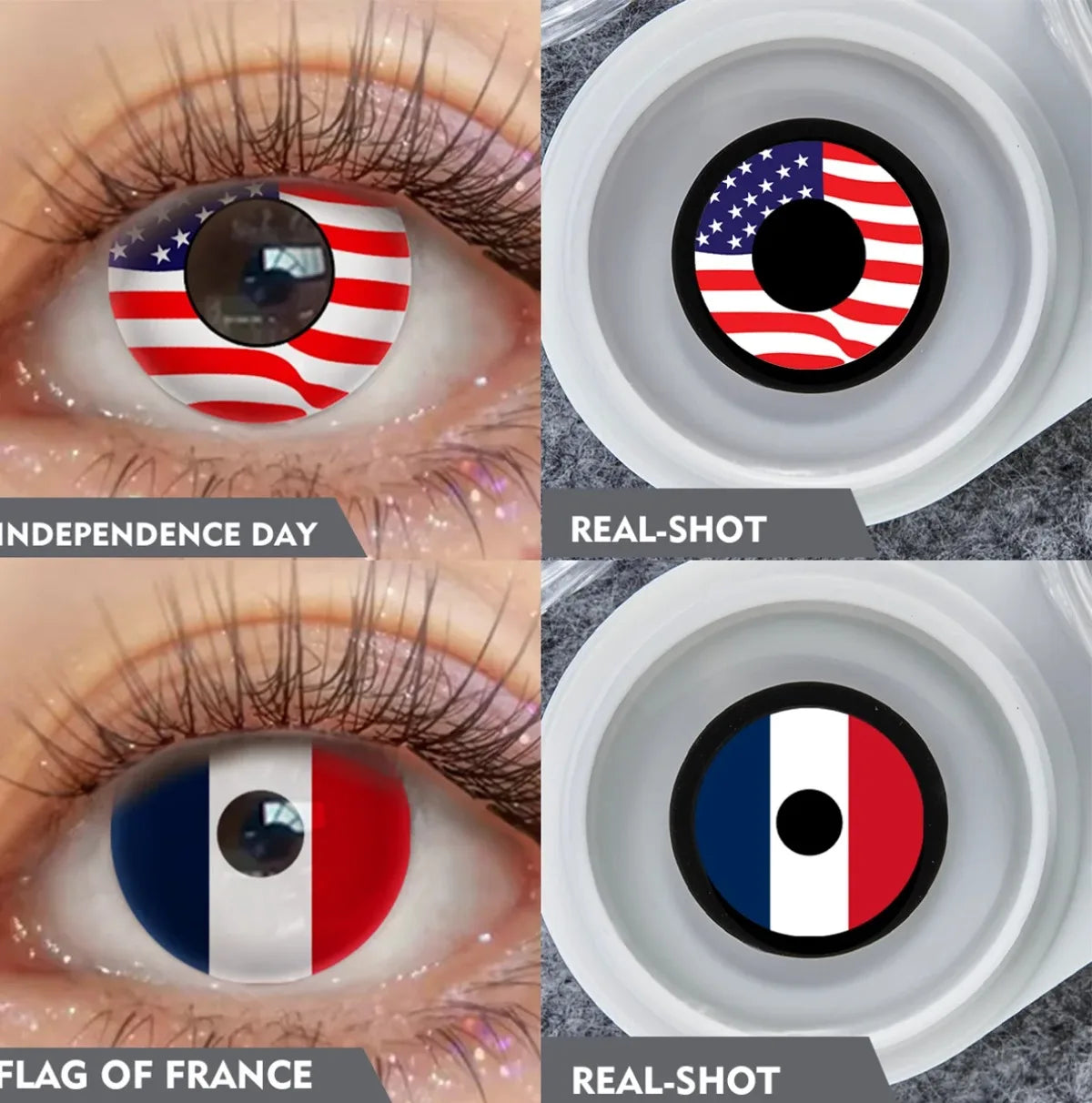Independence Day Colored Contact Lenses 2Pcs 6 Months Use National Day & Sports  Fan Party Cosplay Eye Makeup Contacts