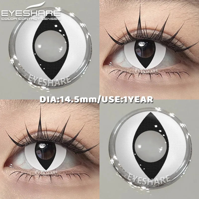 1 Pair red/white cosplay color contact lenses for eyes crazy Halloween Eye makeup Role playing Eye cosmetics color lens