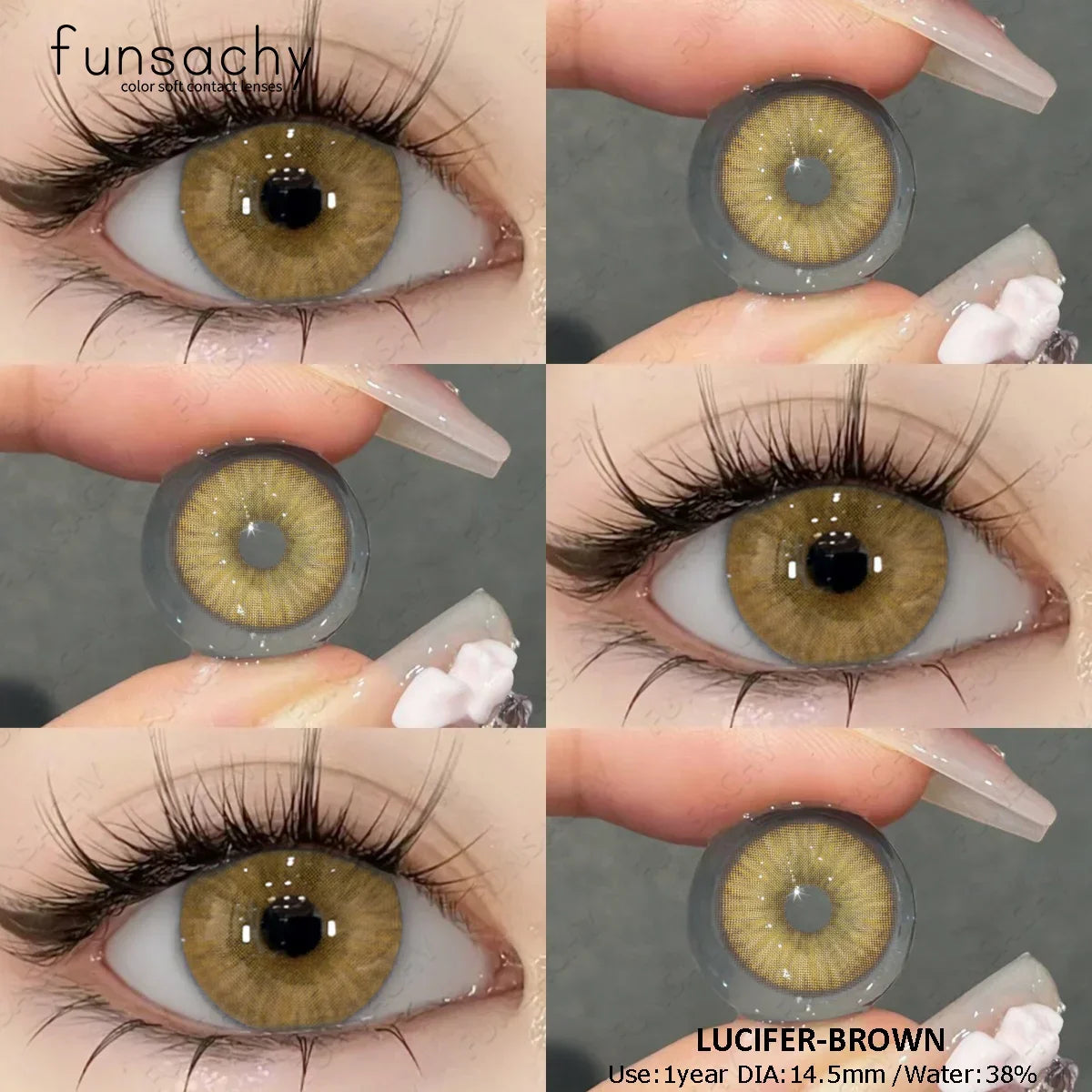 0~-8.00 Degree 1 Pair Myopia Colorcon Korean Lenses Color Prescription Contact Lenses Brown Natural Eye Contacts Lens