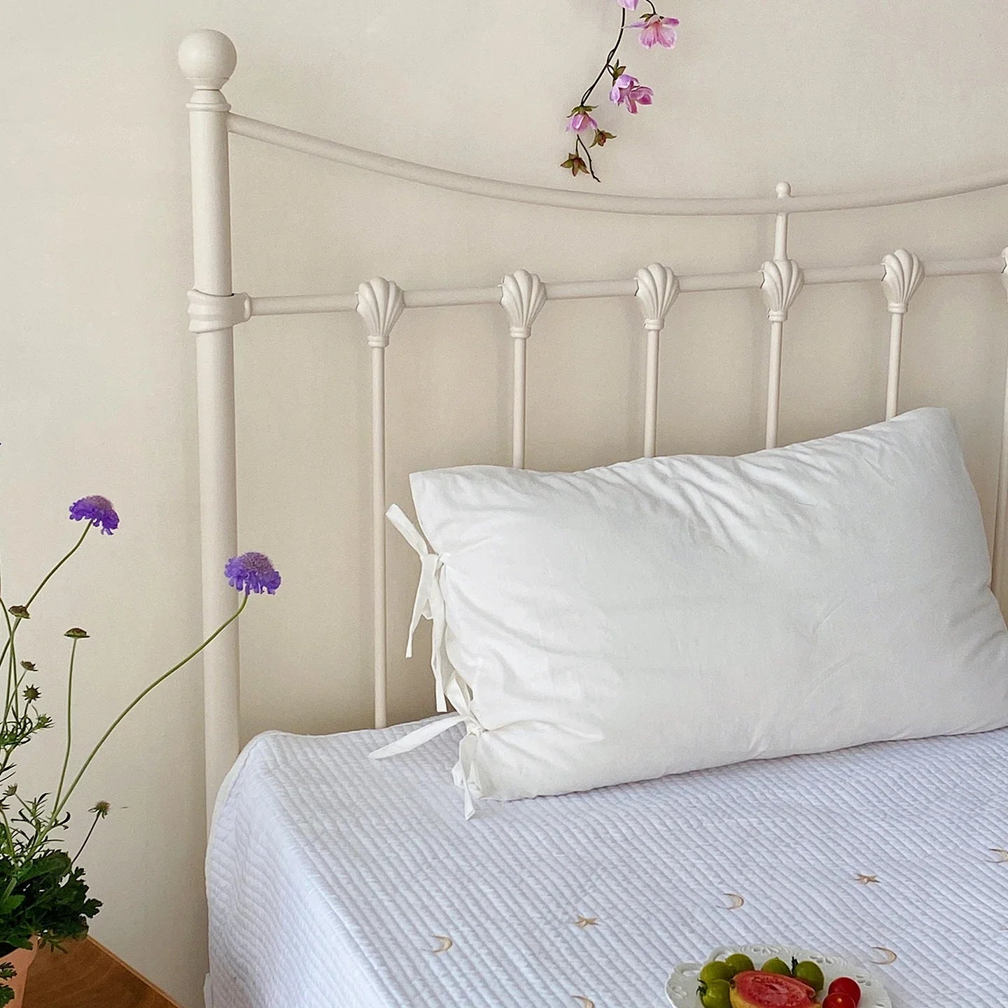 Pure Cotton Pillowcases  Knot Tied Set of Two  Color Versatile Ins Girl's Heart Cotton Fabric Rectangular Shape