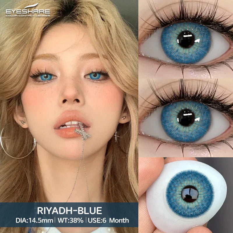 1 pair Brown Natural Color Contact Lenses for Eyes RIYADH Series Softlenses Korean Eye Makeup Fashion Blue Color Lenses
