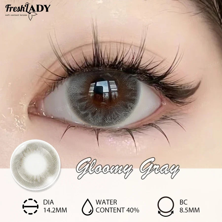 1 Pair Gray Colored Contact Lenses Natural Brown Pupils Eyes Contact lenses Soft Contacts 14.20mm