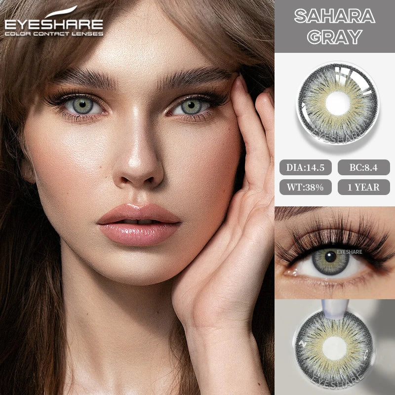1Pair Fashion Blue Green Colored Contact Lenses Gray Brown Beautiful Pupils Cosmetic Black Eyes Lens Yearly EyeContacts