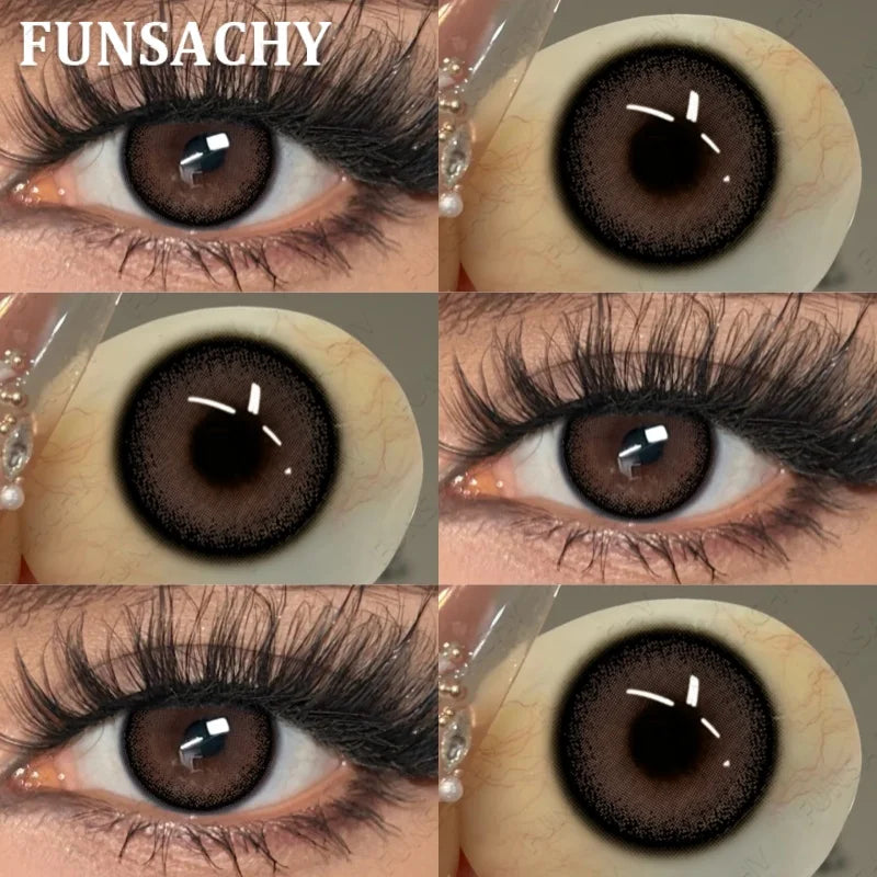 1 Pair Brown Color Contact Lenses Natural Eye Contacts Blue Colored Soft Lens Yearly Use Women Makeup Cosmetic Lenses