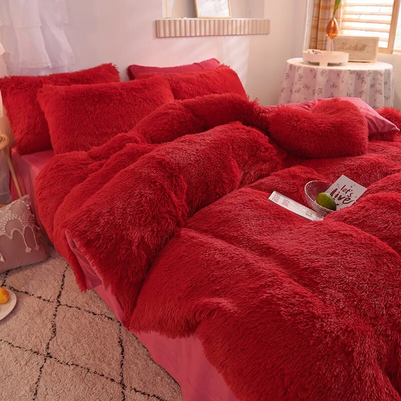 Warm Furry Duvet Cover Queen Soft Comfortable Long Plush Quilt Cover 220x240cm Warmth Blanket Comforers Covers Only Duvet Cover