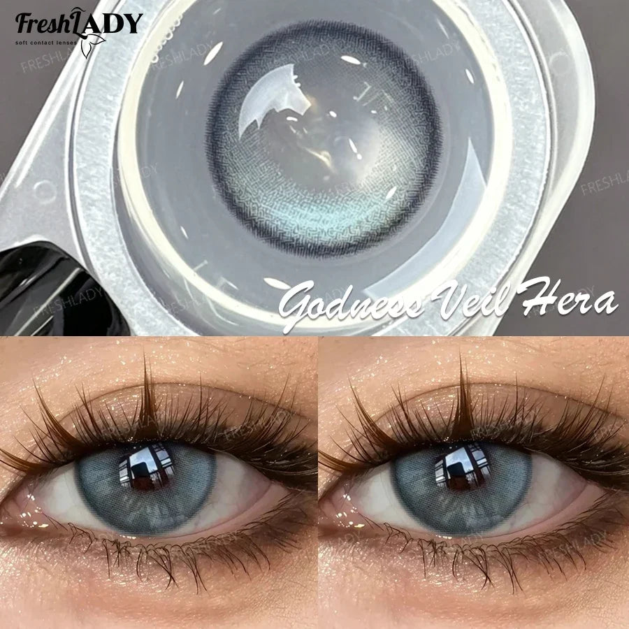 1 Pair Blue Colored Contact Lenses Natural Pupils Eyes Soft lenses Soft Contacts 14.20mm
