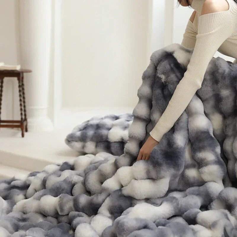 Tuscan Imitation Fur Blanket for Winter Luxury Warmth Super Comfortable Blankets for Beds High-end Warm Winter Blanket for Sofa