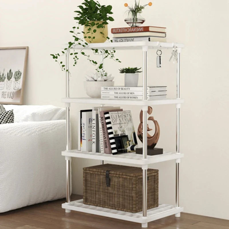 Simple Kitchen Storage Organizer Shelf White Bathroom 3 Layer Storage Rack Kitchen Spice Storage Racks Household Sundries Rack