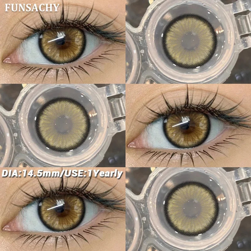 1 Pair Colored Contact Lenses BROWN Natural Eye Contacts Super Natural Lens Gray Color Lens Beautiful Pupils Cosmetics