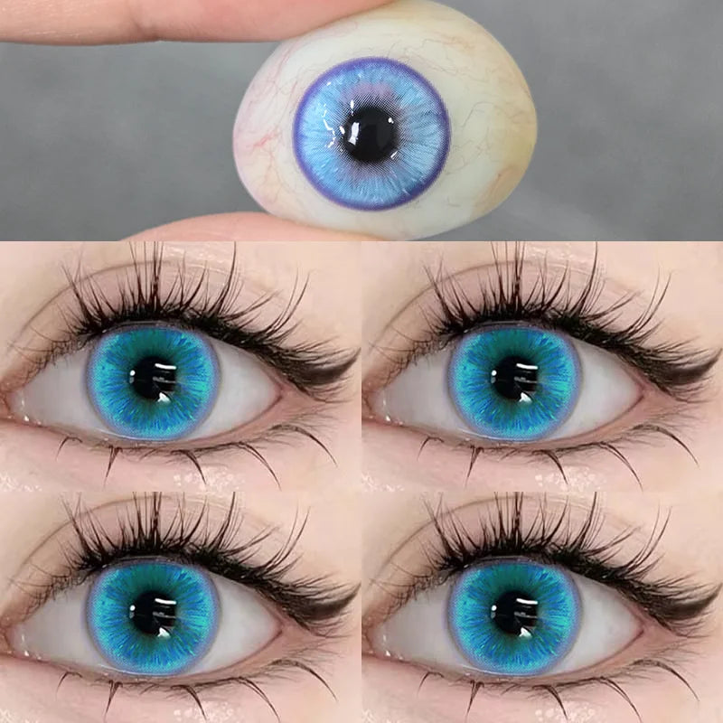 1pair Anime Cosplay Contact Lenses Color Contact Lenses for Eyes Pink Lenses Blue Pupils Halloween Beauty Makeup Contacts