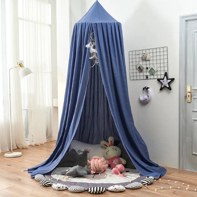 No-Drill round Top Bed Canopy Children's Windproof Baby Bed Light Blocking Mosquito Net Ceiling Mounted Bed Tent Bed Curtain