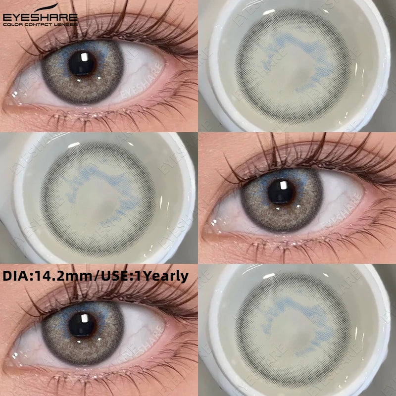 1 Pair Fashion Colored Contact Lenses Popular Natural Gray Brown Beauty Pupils Black Eyes Lens Yearly Blue Eyes Contact
