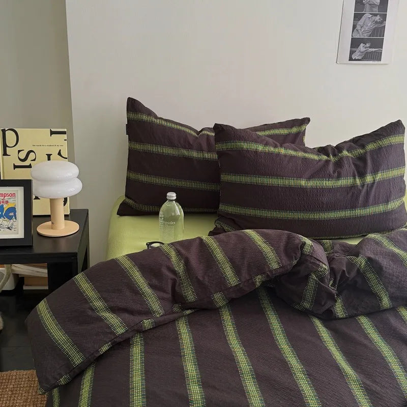 3/4Pcs Bedding Set Leopard Print Bed Sheet Duvet Cover Pillowcase Beddings Sets Full Double Four-Season Muslin Three-Piece Set