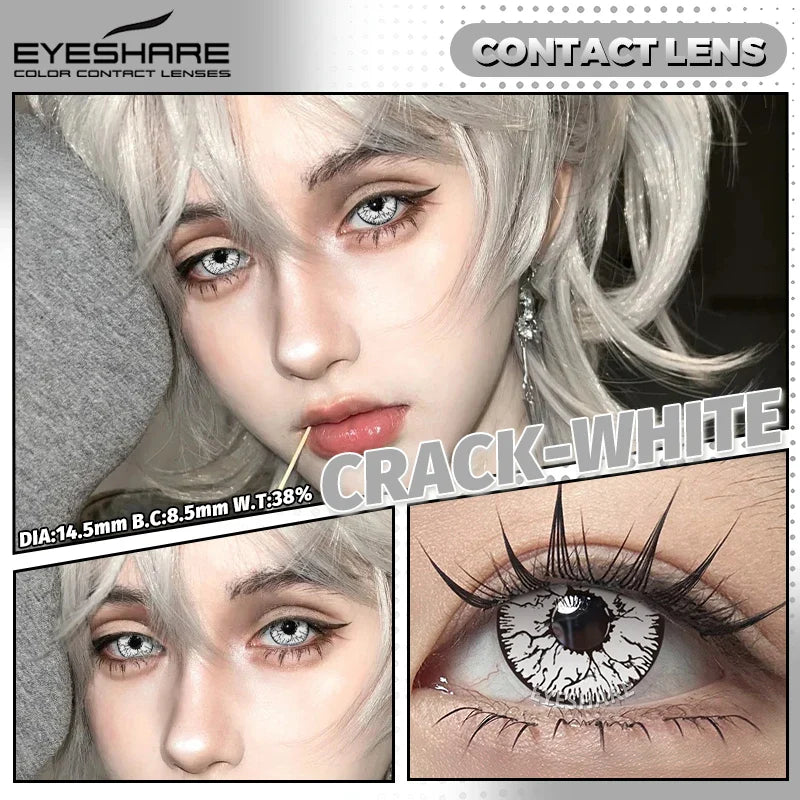 Crazy Halloween Cosplay Anime white Color Contact Lenses for Eyes red Beauty Pupils Role Playing Party Yearly use