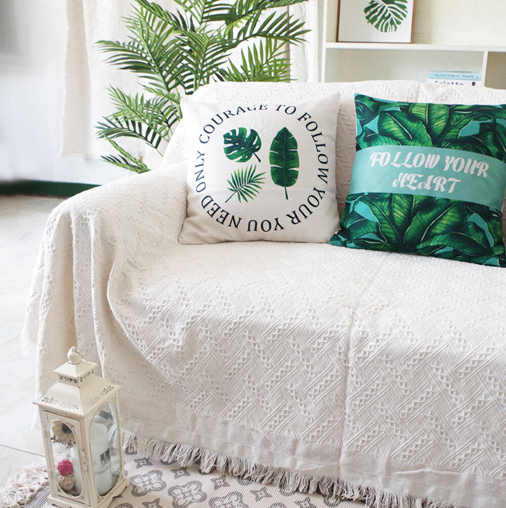 Home Hotel Pure Cotton Bedding Office Sofa Knitted Cover Blanket With Tassel Tapestry For Bed Airplane Travel Decor Blankets